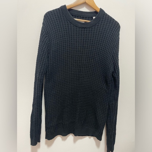 Ch. Chapter Size Medium Black waffle Knit Sweater Long Sleeve Wool Blend - Picture 1 of 4